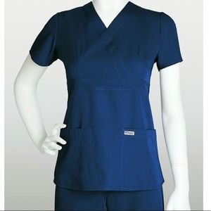 Grey’s Anatomy scrub top navy blue medical shirt short sleeve